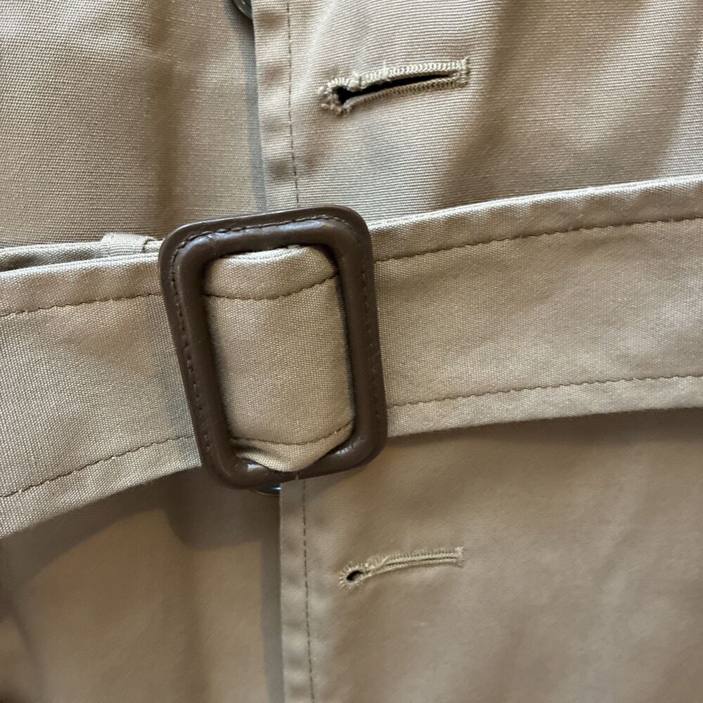 London Fog Vintage Men’s 42R Tan Lined Trench Coat Classic Winter Outerwear - Picture 3 of 5